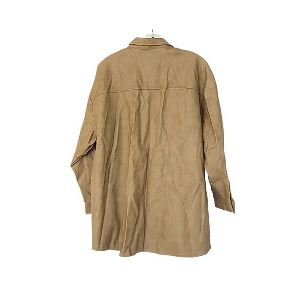 Mia Oversized Fit Pleather Jacket - Tan - 4 - Picture 2 of 2